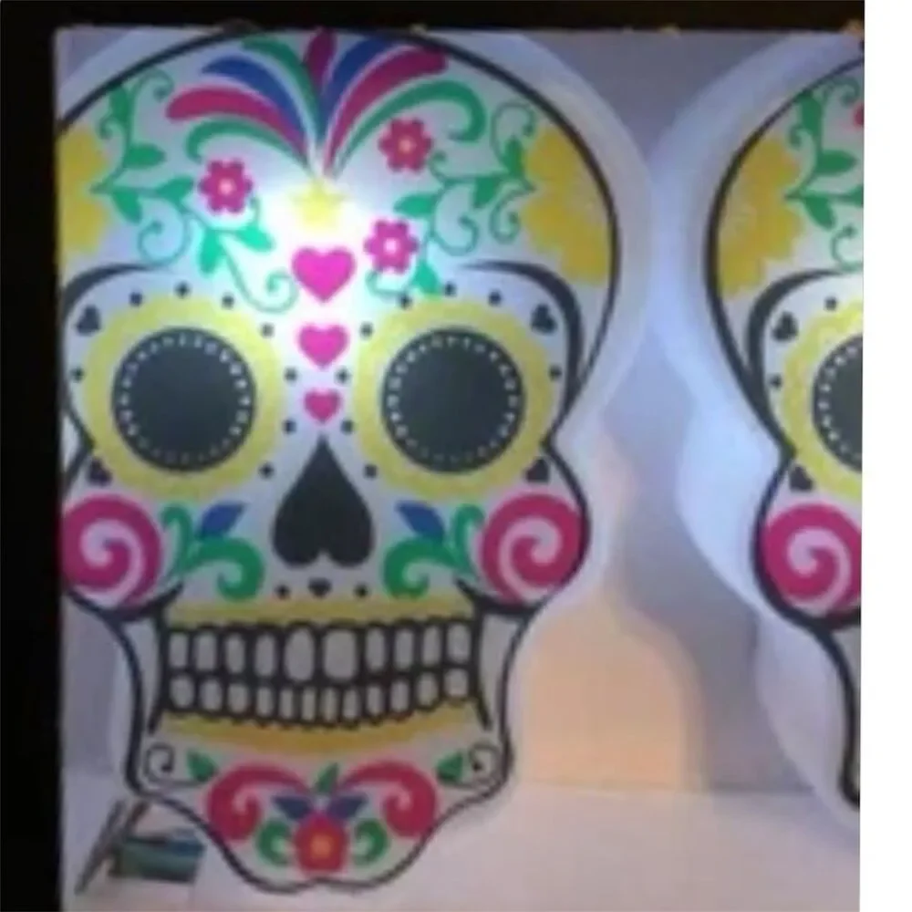 Day of the Dead Sugar Skull Light Set 8 Count Halloween Skull Light Set 4 Feet